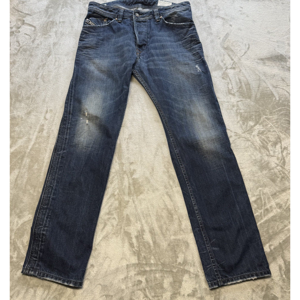 Diesel Darron Jeans Mens 32x30 Dark Wash Slim Tapered Made in Italy Distressed